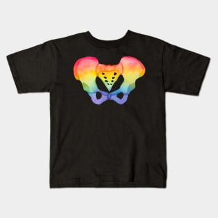 Rainbow Watercolor Pelvis (dark) Kids T-Shirt